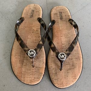 Michael Kors Jet Set Cork Jelly Tortus Summer Flip Flop Sandals Size 10